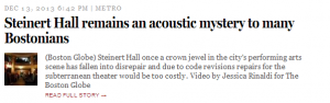 Steinert Globe Story Reading Steinert Hall Remains An Acoustic Mystery To Many Bostonians