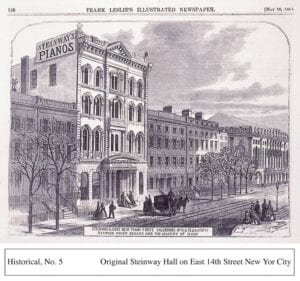 Sketch of the original Steinway Hall in New York City