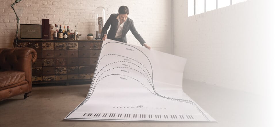 Man with a piano cut out